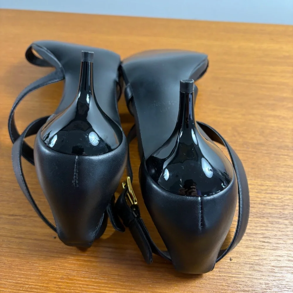 NWOT Nine West Black Leather Strappy Heeled Sandals - Picture 8 of 11
